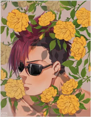 Manwith Sunglassesand Yellow Roses Wallpaper