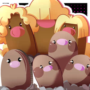 Many Cute Dugtrio Pokemon Wallpaper