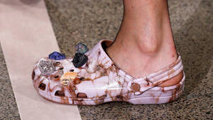 Marble Pink Crocs With Gems Wallpaper