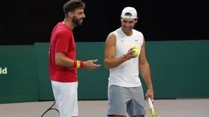 Marcel Granollers Laughing With Rafael Nadal Wallpaper