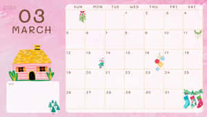 March 2023 Calendar Featuring Notable Dates Wallpaper