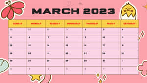 March 2023 Calendar In Bold Colors Wallpaper