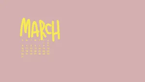March Calendar In Purple And Yellow Wallpaper