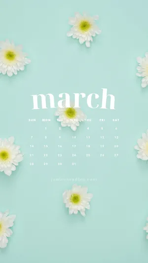 March Calendar With Daisies Wallpaper