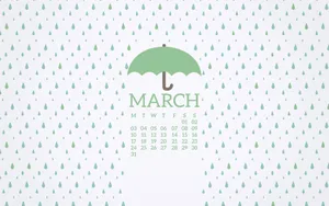 March Calendar With Umbrella Wallpaper