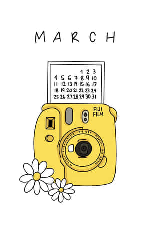 March Cameraand Daisies Aesthetic Wallpaper