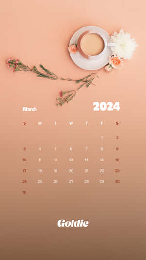 March2024 Coffee Floral Calendar Wallpaper