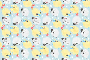 Mareep And Wooloo Desktop Pattern Wallpaper