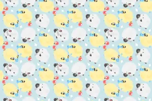 Mareep And Wooloo Desktop Pattern Wallpaper