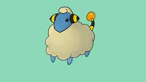 Mareep On Teal Background Wallpaper