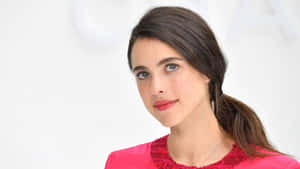 Margaret Qualley Red Dress Portrait Wallpaper