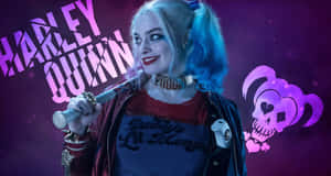 Margot Robbie Harley Quinn Purple Art Wallpaper