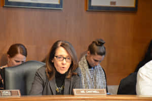 Maria Cantwell Takes Part In A Senate Committee Meeting Wallpaper