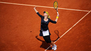 Maria Kirilenko Delivering A Cool Serve Shot Wallpaper