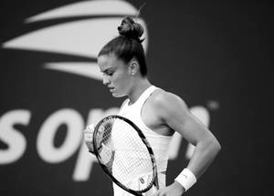 Maria Sakkari Prepared For Action On The Tennis Court Wallpaper