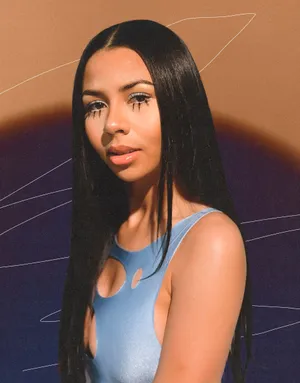 Mariah The Scientist_ Blue Top Portrait Wallpaper