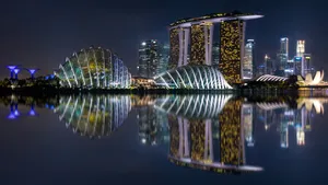 Marina Bay Sands Night Reflection Wallpaper