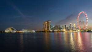 Marina Bay Sands Singapore Flyer Night Wallpaper