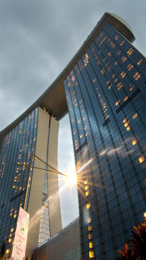 Marina Bay Sands Upwards Shot Clouds Wallpaper