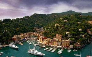 Marina Di Portofino In Italy High Angle Shot Wallpaper
