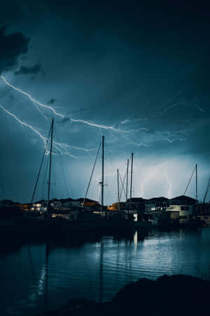 Marina Under Stormy Skies Wallpaper