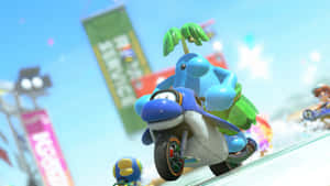 Mario Kart World Blue Yoshi Ride Wallpaper