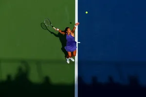 Marion Bartoli Serving Aerial Shot Wallpaper