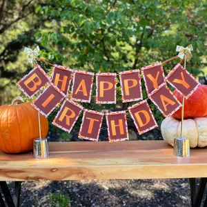 Maroon Fall Birthday Banner Wallpaper