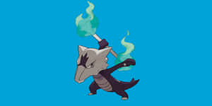 Marowak In Blue Background Wallpaper