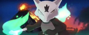 Marowak With Volcano Wallpaper