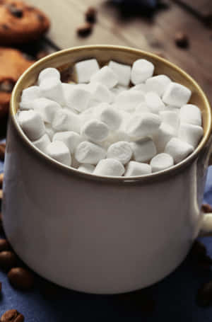 Marshmallows In A Cup With Coffee And Cookies Wallpaper