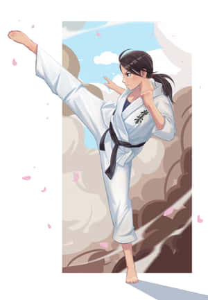 Martial Artist Wearing A Traditional White Uniform Wallpaper