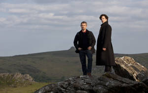 Martin Freeman With Benedict Cumberbatch Sherlock Wallpaper