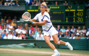 Martina Navratilova During Tennis Match Wallpaper