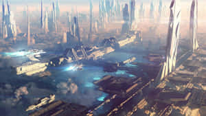 Marvel At The Futuristic City Of Tomorrow Wallpaper