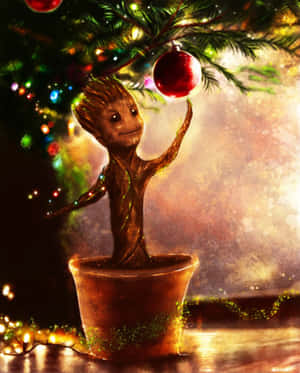 Marvel Groot Christmas Ball Wallpaper