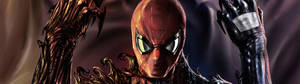 Marvel Hero Superman Being Captured By The Symbiote Of Venom Turning Into A Black Spiderman In 5120 X 1440 Size Wallpaper