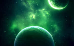 Marvel In The Beauty Of The Green Galaxy Wallpaper