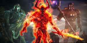Marvel Villains Surtur Center Flanked By Others Wallpaper