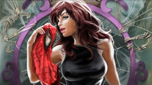 Mary Jane In An Alluring Pose Wearing A Stylish Red Outfit Wallpaper