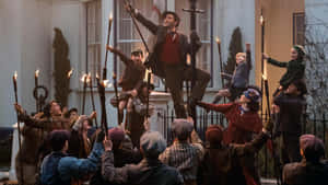Mary Poppins Returns Lamppost Dance Scene Wallpaper