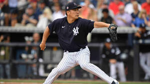 Masahiro Tanaka Wearing Black Yankees Jersey Wallpaper