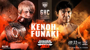 Masakatsu Funaki In A Championship Match Against Kenoh Wallpaper