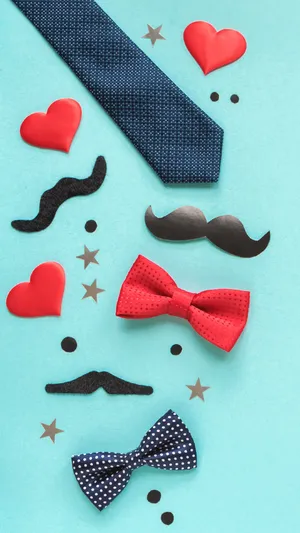 Masculine Accessoriesand Heartson Blue Background Wallpaper