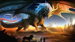Masculine Giant Dragon Anime World 3d Wallpaper