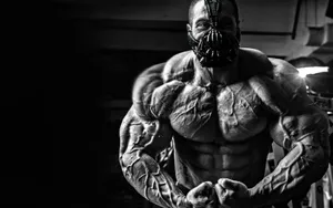 Masked_ Muscle_ Man_ Black_and_ White Wallpaper
