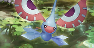 Masquerain 3d Near Water Lilies Wallpaper