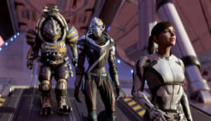 Mass Effect Characters In Action Wallpaper