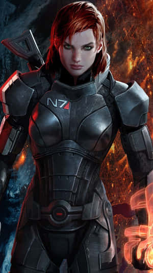 Mass Effect Femshep In Action Wallpaper