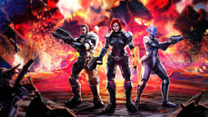 Mass Effect Multiplayer Action Scene Wallpaper